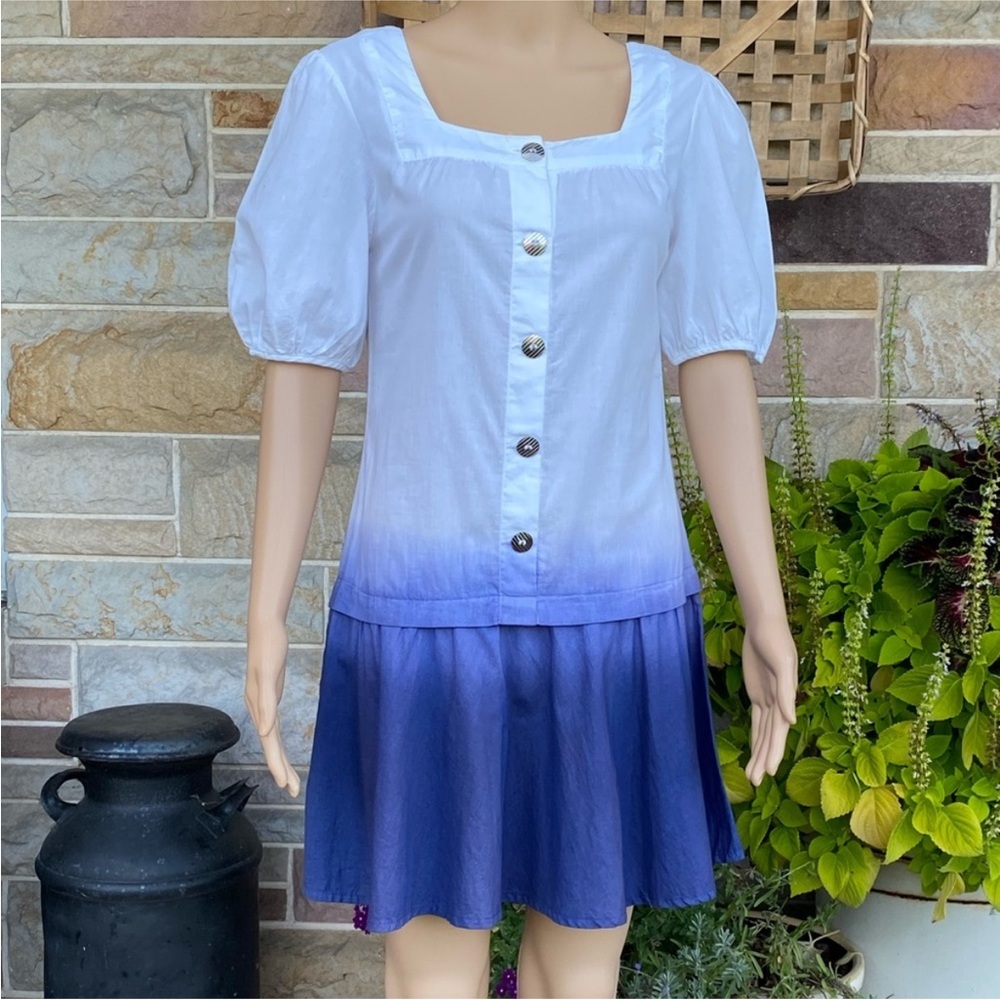 Maria Valentina‎ Ombré Ruffle Bottom Cotton Dress
